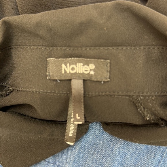 Nollie Contrast Chambray Denim Front Sheer Back Button Front Shirt Top L… - Picture 10 of 14